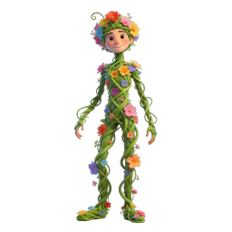Whimsical Vine Flower Sprite Nature Character Icon