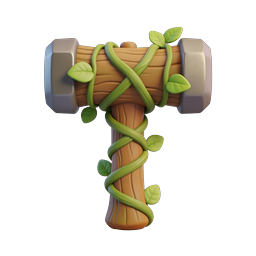 Vine-Wrapped Hammer Icon - Nature Tool 3D Clay Style