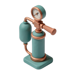 Ícone de argila de bomba de ar vintage - Azul-petróleo e cobre 3D