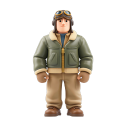 Vintage Aviator Pilot 3D Character Icon