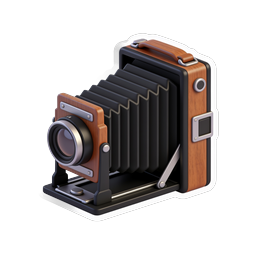 Vintage Bellows Camera Icon - Classic Photography 3D