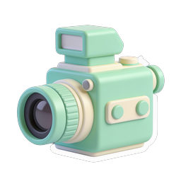 Ícone de Câmera 3D Vintage - Estilo de Argila Verde Menta