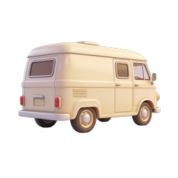 ヴィンテージクリーム キャンピングカー アイコン - レトロ 3D トランスポート