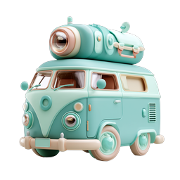 Vintage Camper Van Icon - Retro Travel 3D Illustration