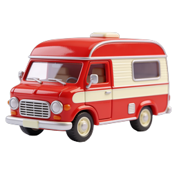 Ícone de van de camping vermelha vintage – ilustração de trailer retrô