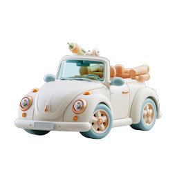 Vintage Car Adventure 3D Clay Icon for Travel Apps