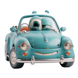 Cute Vintage Car Character | Friendly Beetle Mascot Icon
