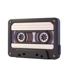 Vintage Cassette Tape 3D Icon - Retro Audio Music