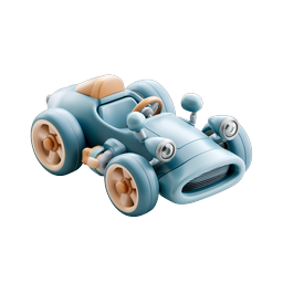 Vintage Clay Race Car Icon - 3D Toy Vehicle