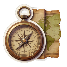 Vintage-Kompass und Weltkarte Navigations-Icon