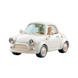 Vintage Cream Car Icon - Charming 3D Clay Style