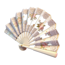 Elegant Vintage Floral Folding Fan with Lace Trim