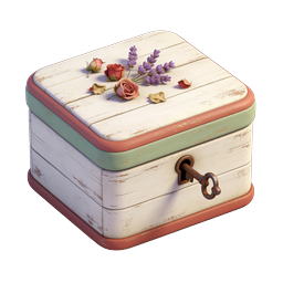 Vintage Floral Key Box Icon - Romantic Keepsake Design