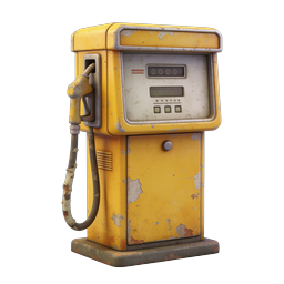 Vintage Weathered Gas Pump 3D Icon - Rusty Fuel Station