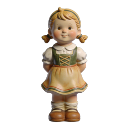 Statuetta vintage di bambina in ceramica con costume folcloristico