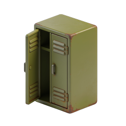 ไอคอนตู้ล็อกเกอร์เหล็กสีเขียววินเทจ - สนิมเรนเดอร์ 3D