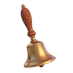 Vintage Brass Hand Bell with Ornate Wooden Handle Icon