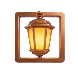 Vintage Copper Lantern Icon - 3D Realistic Design