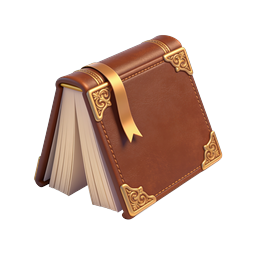 Vintage Leather Book Icon - Ornate Gold Corners | 3D