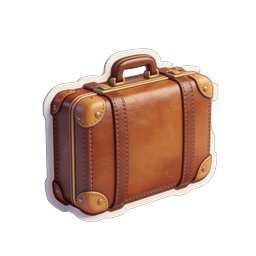Vintage Leather Suitcase Travel Icon | 3D Realistic Design