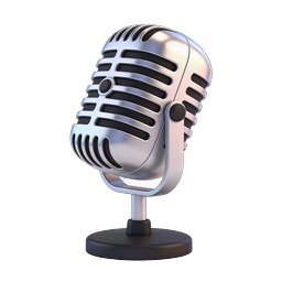 Vintage Microphone Icon - 3D Chrome Broadcasting