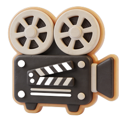 Vintage Movie Camera Icon - 3D Clay Style Film Reel