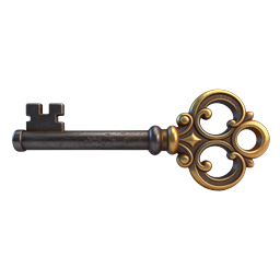 Vintage Ornate Golden Key Icon - Antique Lock Design