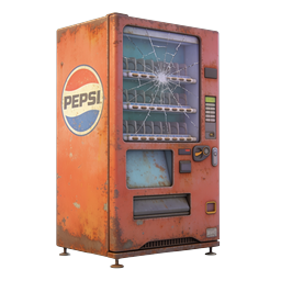 Vintage Rusty Pepsi Vending Machine Icon - Broken Glass 3D