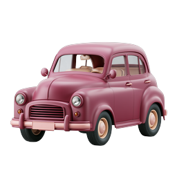 Vintage Pink Classic Car 3D Icon | Retro Auto