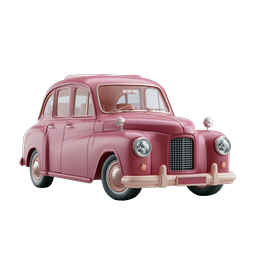 Vintage Pink Classic Car Icon - Retro 3D Illustration