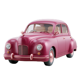 Vintage Pink Classic Car Icon - 3D Rendered