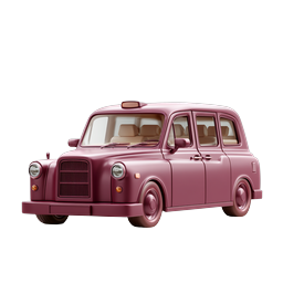 Vintage Pink Taxi Cab 3D Icon - Classic City Transport