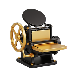 Vintage Printing Press Icon | 3D Letterpress Machine