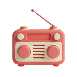 Vintage Radio Icon - Retro 3D Clay Style