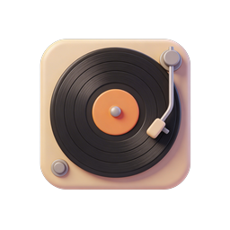 Vintage Record Player Icon | 3D Music Turntable