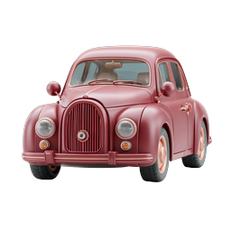 Vintage Red Classic Car Icon - Retro 3D Render