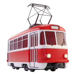 Icono 3D de tranvía rojo vintage