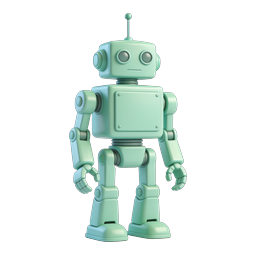 Vintage Mint Green Robot 3D Icon - AI & Tech