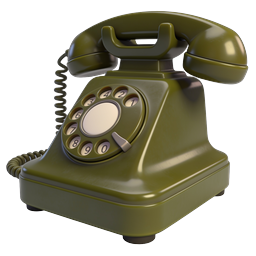 Vintage Rotary Phone Icon - Classic Olive Green Telephone