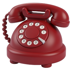 Vintage Red Rotary Phone Icon - 3D Rendered Classic Telephone
