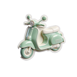 Vintage Green Scooter 3D Icon - Retro Vespa Style
