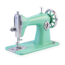 Vintage Mint Green Sewing Machine Icon - 3D Realistic Style