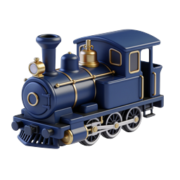 ไอคอนรถไฟจักรไอน้ำวินเทจ 3D - รถไฟคลาสสิก