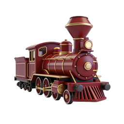 Vintage Red Steam Train Locomotive Icon - 3D Rendered