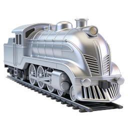 Vintage Silver Steam Locomotive Train Icon 3D Render