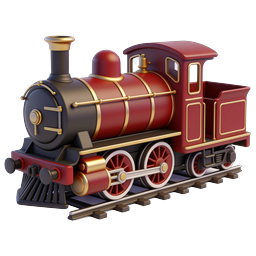 Vintage Steam Locomotive Train Icon - Classic 3D Render