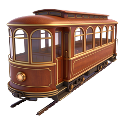 Vintage-Straßenbahn-Icon - Klassische Tram 3D-Illustration