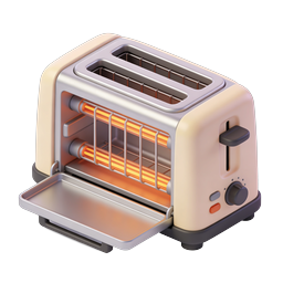 Retro 3D Toaster Icon - Kitchen Appliance Design