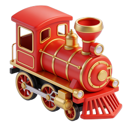Vintage Toy Train Locomotive 3D Icon