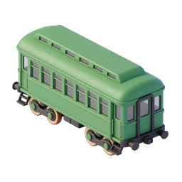 Vintage Green Train Carriage 3D Isometric Icon
